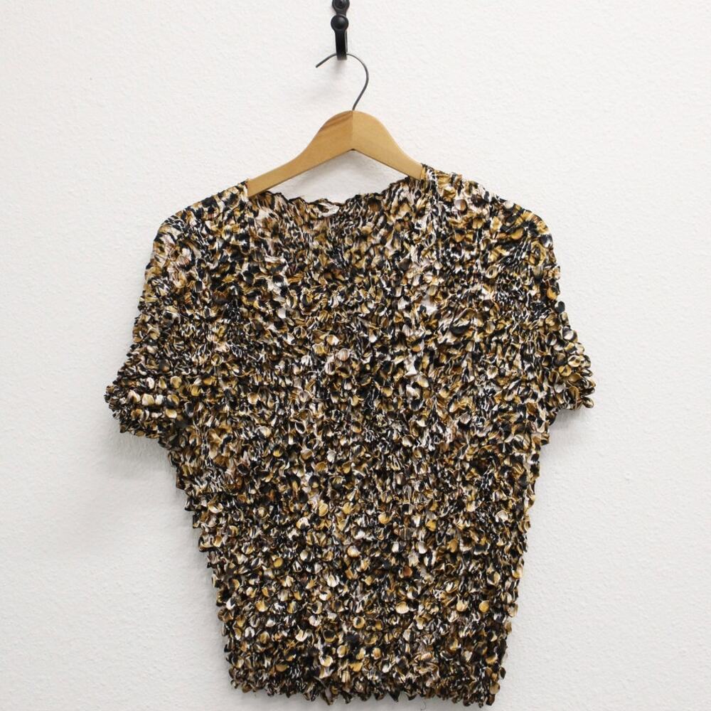Vintage Y2K Leopard Popcorn Stretch Crinkle Bubble Shirt Women’s Large